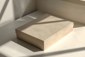Box packaging and mockup die cut template, minimalistic design, elegant typography, realistic shadowing, soft lighting, high-resolution texture. Generative Ai.