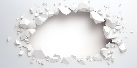 3D hole in white paper isolated on a background, ripped blank banner with copy space for text and a design template. bokeh background