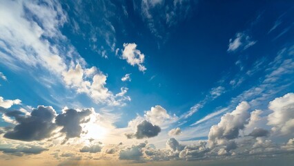 Fototapeta premium 広々とした快晴の青空 雲 背景素材 チラシ・バナー・動画素材 AI生成素材