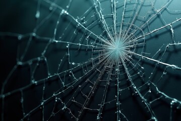 Obraz premium Captivating Close-Up of a Dew-Drenched Spider Web: Nature's Stunning Artwork in Glimmering Details