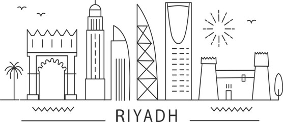 skyline of Saudi Arabia Riyadh (adjustable stroke )