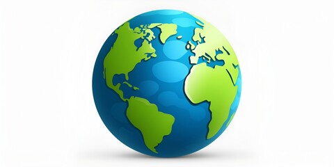 3d icon of the earth, blue and green colors, white background, cartoon style, vector graphics,