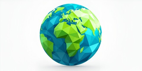 3d icon of the earth, blue and green colors, white background, cartoon style, vector graphics, 