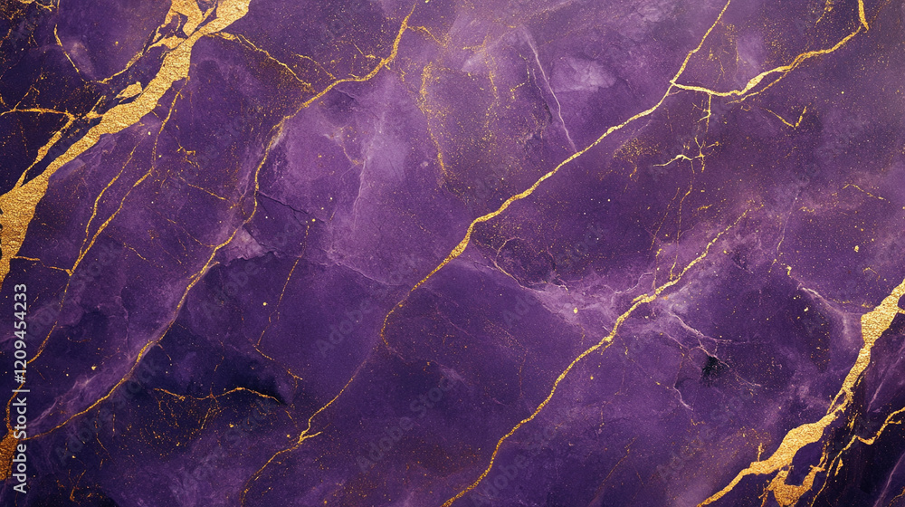 Poster elegant purple marble background with shimmering gold veins creating a luxurious atmosphere suitable