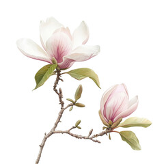Fototapeta premium magnolia blossom, top, on isolated transparent background