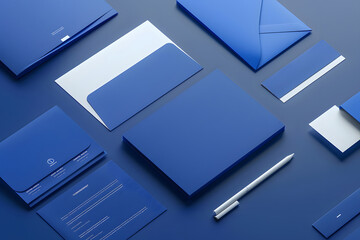  Corporate identity stationery mockup isolated on a sleek modern background, showcasing branding elements, sharp lines, minimalistic design, soft shadows. Generative Ai.