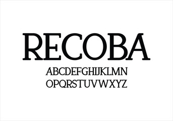 Recoba font for logo and headline. Isolated vector typeset