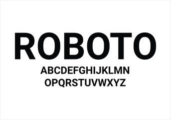 Roboto font for logo and headline. Isolated vector typeset