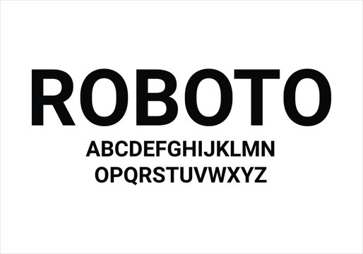 Roboto font for logo and headline. Isolated vector typeset