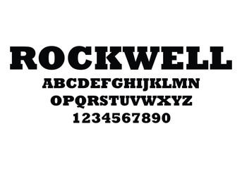 Rockwell font for logo and headline. Isolated vector typeset