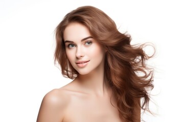 Naklejka premium Beautiful brown-hair woman portrait adult photo
