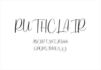 Ruthclair font for logo and headline. Isolated vector typeset