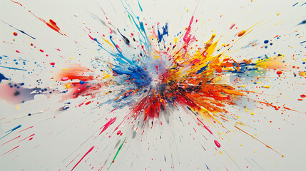 Abstract Explosion of Vibrant Colors on Light Gray Background