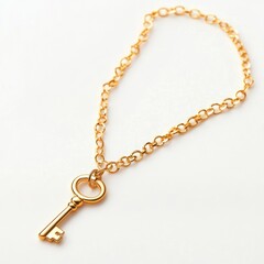 Golden chain necklace with small cute key shape accessories accessory jewelry
