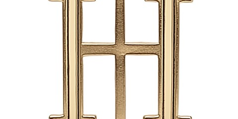 Gold letter H initial monogram.