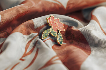 Enamel pin mockup template card logo, soft apparel clothes, sleek design. Generative Ai.