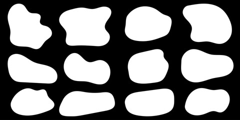 Hand drawn wavy organic form speech bubble, dialog frame background for text highlight set. Monochrome minimalistic sketch doodle set.