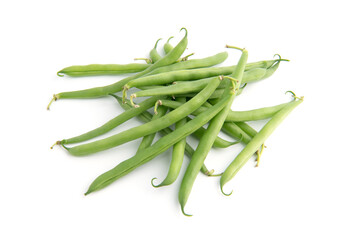 Green beans pile isolated on white background