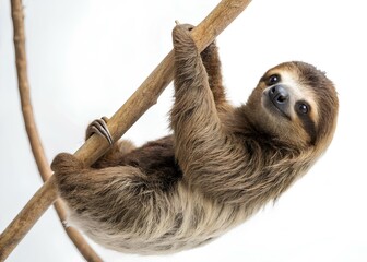 Fototapeta premium Sloth on white background 