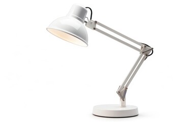 White modern desk lamp lampshade white background technology