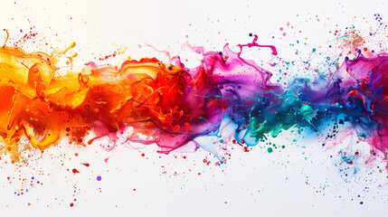 Fototapeta premium Vibrant Abstract Paint Splashes on White Background