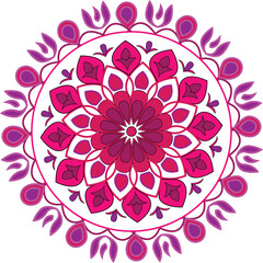  Abstract colorful mandala design and a white background