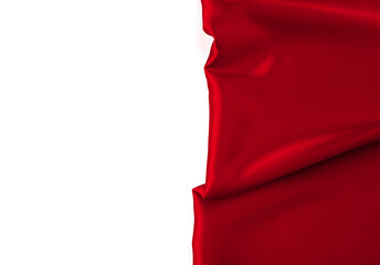 Red silk drape isolated on white