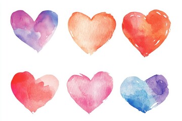 Fototapeta premium Valentine-themed watercolor elements for card designs, invitations, logos, labels, and stationery suited for birthdays, mother's day, weddings, children's celebrations, and festive events
