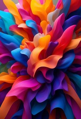 Vibrant Colorful Abstract Flower Design Fluid Shapes Vivid Hues