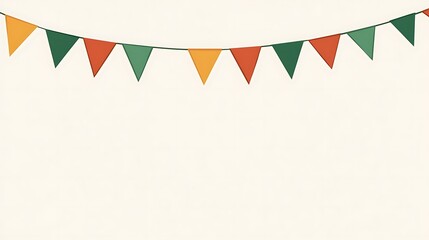 Obraz premium Festive Triangular Bunting Flags Hanging Decoratively