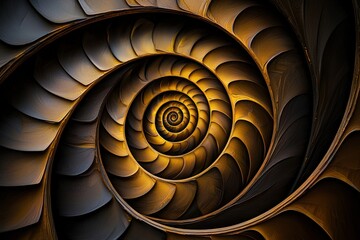 The Fibonacci sequence illustrated with golden spirals and natural patterns,
