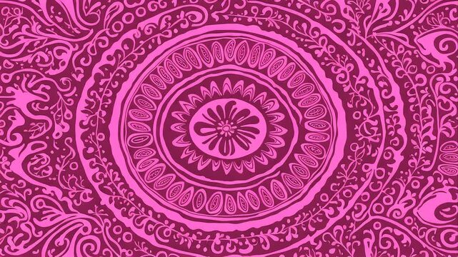 Stop motion animation, pink hippie background with flowers, abstract vector backgrounds
