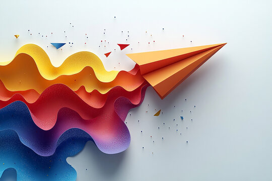 Creative ai generate paper airplane design abstract art colorful environment modern viewpoint innovation concept