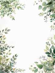 A frame made from watercolor paintings of leaves