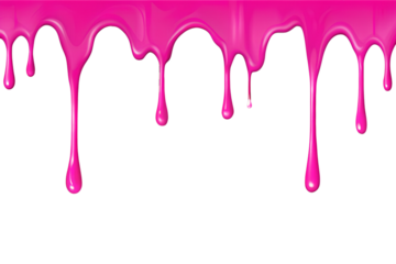Pink paint dripping isolated on transparent or white background, png