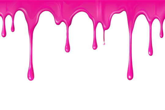 Pink paint dripping isolated on transparent or white background, png