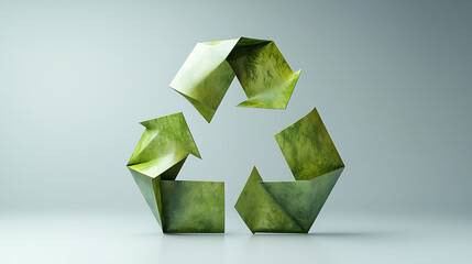 Eco-friendly recycling symbols made of paper