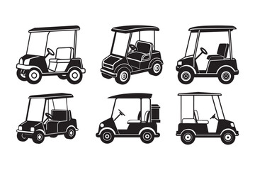 Golf cart silhouette Vector  Bundle illustration