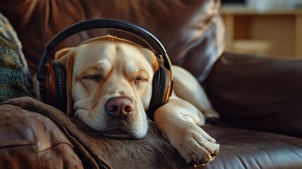 Peaceful Canine Relaxation: Labrador Listening to Music