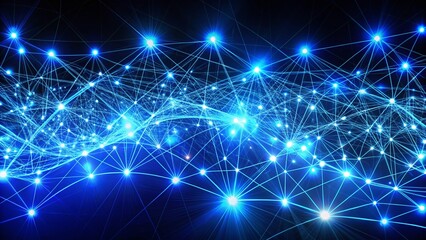 Obraz premium 2025 Happy New Year: Network Connections, Blue Abstract Long Exposure Stock Photo