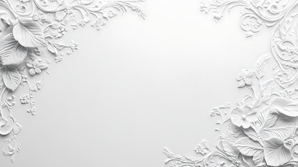 White Floral Bas Relief Design Elegant Background