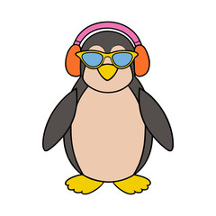 vector-silhouette-of a cool penguin wearing color