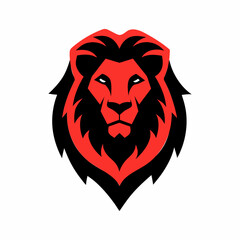 vector-silhouette-of--a-lion head red black vet