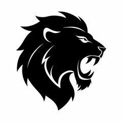 vector-silhouette-of--roaring lion head vector Des (1)