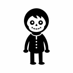 vector-silhouette-of smiling-boy dressed in skelet