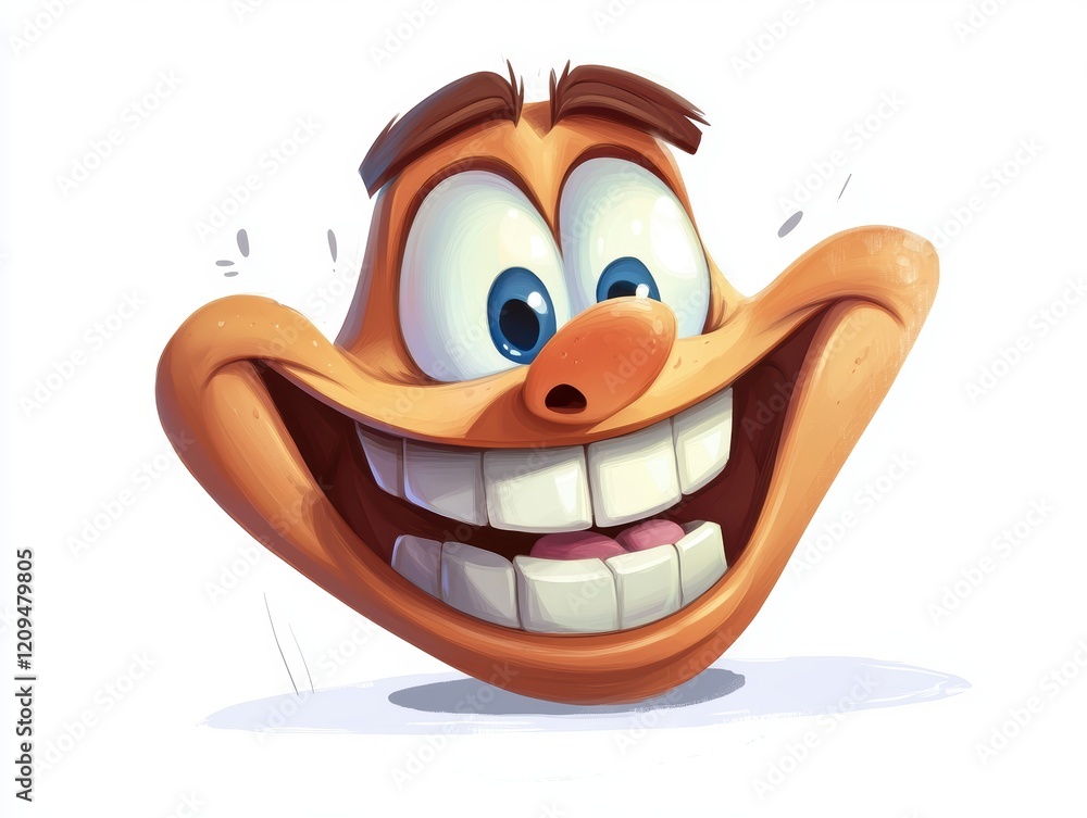 Poster joyful cartoon smile fun character design digital art playful environment close-up view expressive c