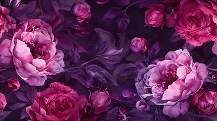 Dark Pink Watercolor Floral Pattern Background for Design Projects