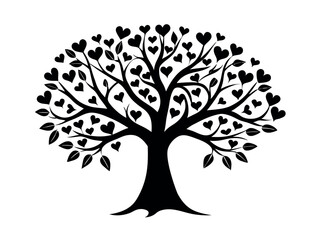 Fototapeta premium Magical tree with heart shaped leaves glowing