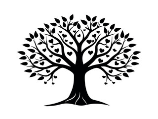 Obraz premium Magical tree with heart shaped leaves glowing