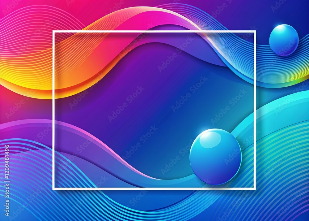 Poster abstract colorful blue gradient banner background with wavy lines and circle gradations - minimalist